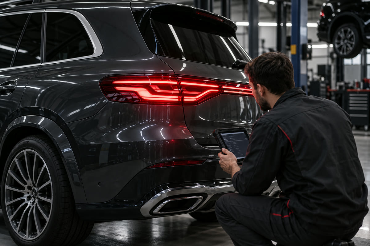 Диагностика изогнутого цифрового OLED-фонаря премиального SUV